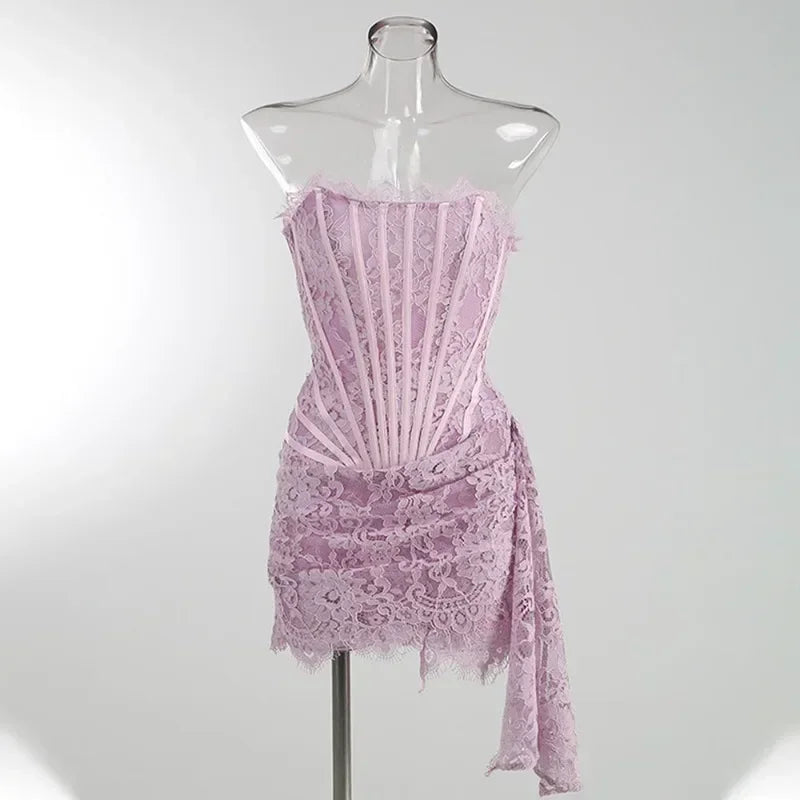 Strapless Lace Mini Dress