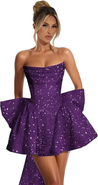 Strapless Sequin Homecoming Mini Dress – Sparkly Prom Dress