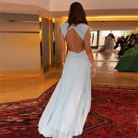 Pleated Cut-Out Maxi Dress – Sleeveless Backless Beach Dress