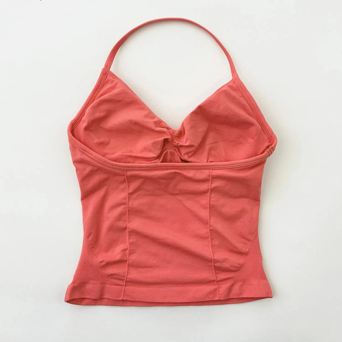 No Logo Seamless Longline Strappy Gym Top Backless Gym Clothes Women Scrunch Built-in Bra With Removable Cups Yoga Tank Tops