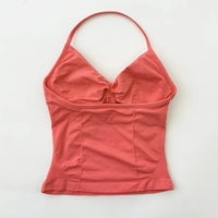 No Logo Seamless Longline Strappy Gym Top Backless Gym Clothes Women Scrunch Built-in Bra With Removable Cups Yoga Tank Tops