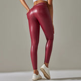 Scrunch-Back PU Leather Leggings