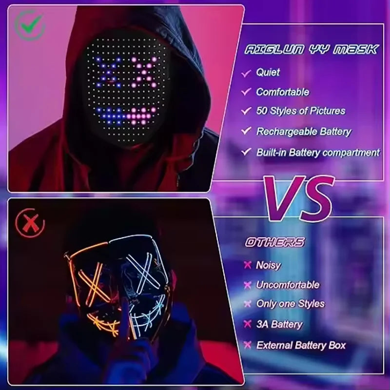 Gesture LED Halloween Mask