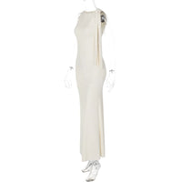 Women's Sleeveless O-Neck Patchwork Bodycon Maxi Dress Summer Fashion Sexy Prom Party Club Y2K Ankle-Length Polyester Elastic