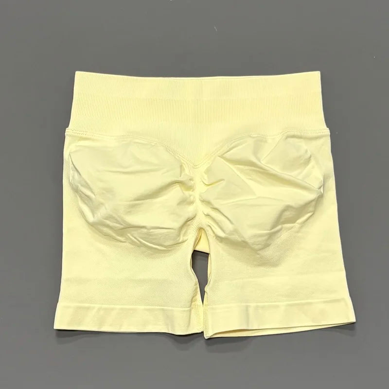 HISTELLO Gym Shorts 4.5" Women Fitness Sports Biker Shorts Low Waist Running Pants Workout Scrunch Butt Yoga Seamless Leggings