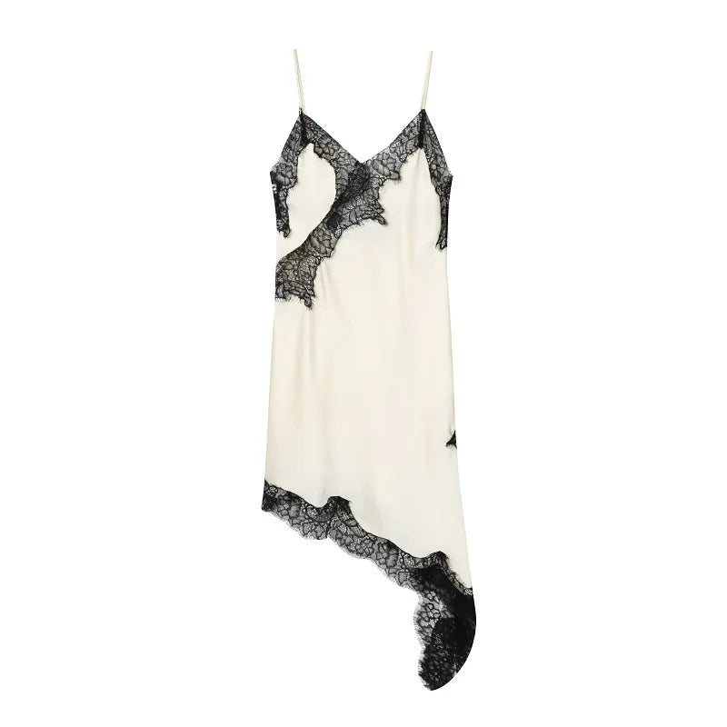 Satin Lace Backless Mini Dress