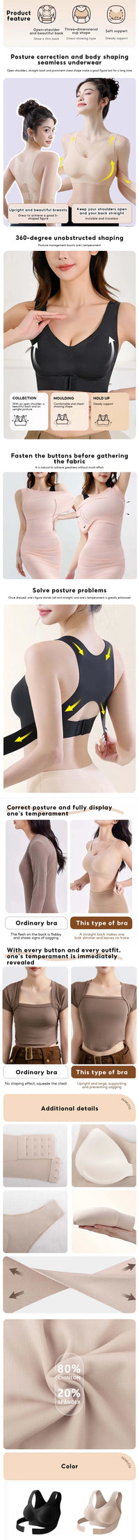 FallSweet 1/2PCS Women's Posture Correction Bras Seamless Wireless Push Up Bralette with Cross Back Support Female Lingerie