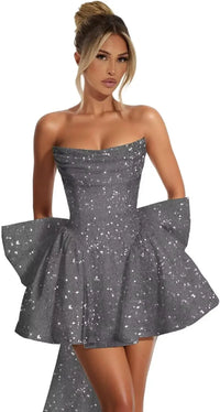 Strapless Sequin Homecoming Mini Dress – Sparkly Prom Dress