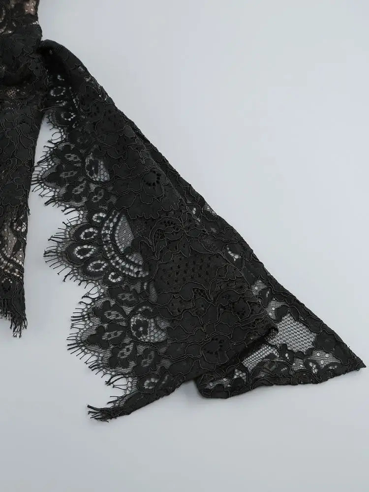 Sheer Lace Strapless Evening Dress