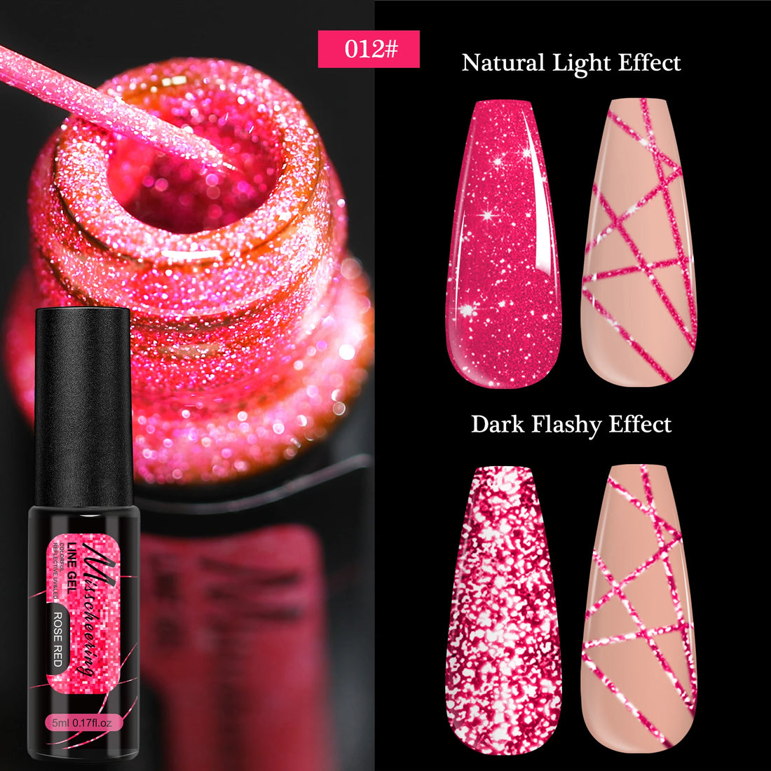 FOUR LILY 5ml Reflective Glitter Liner Nail Gel Polish Gold Silver Red Sparkling Nail Supplies UV/LED Varnish Painting Gel
