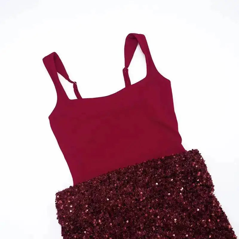 Burgundy Corset Sequin Mini Dress – Wine Party Dress