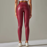 Scrunch-Back PU Leather Leggings