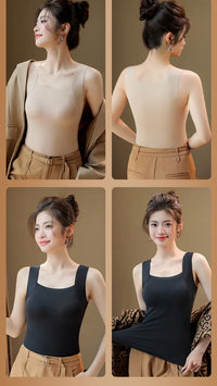 Gilet thermique sans couture avec soutien-gorge intégré – Débardeur grande taille à col carré