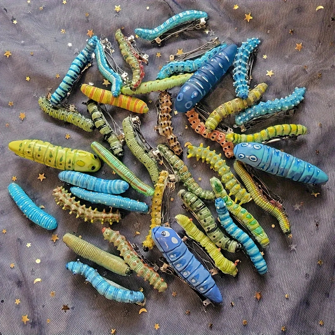 Caterpillar Hair Clips — 6 Pack