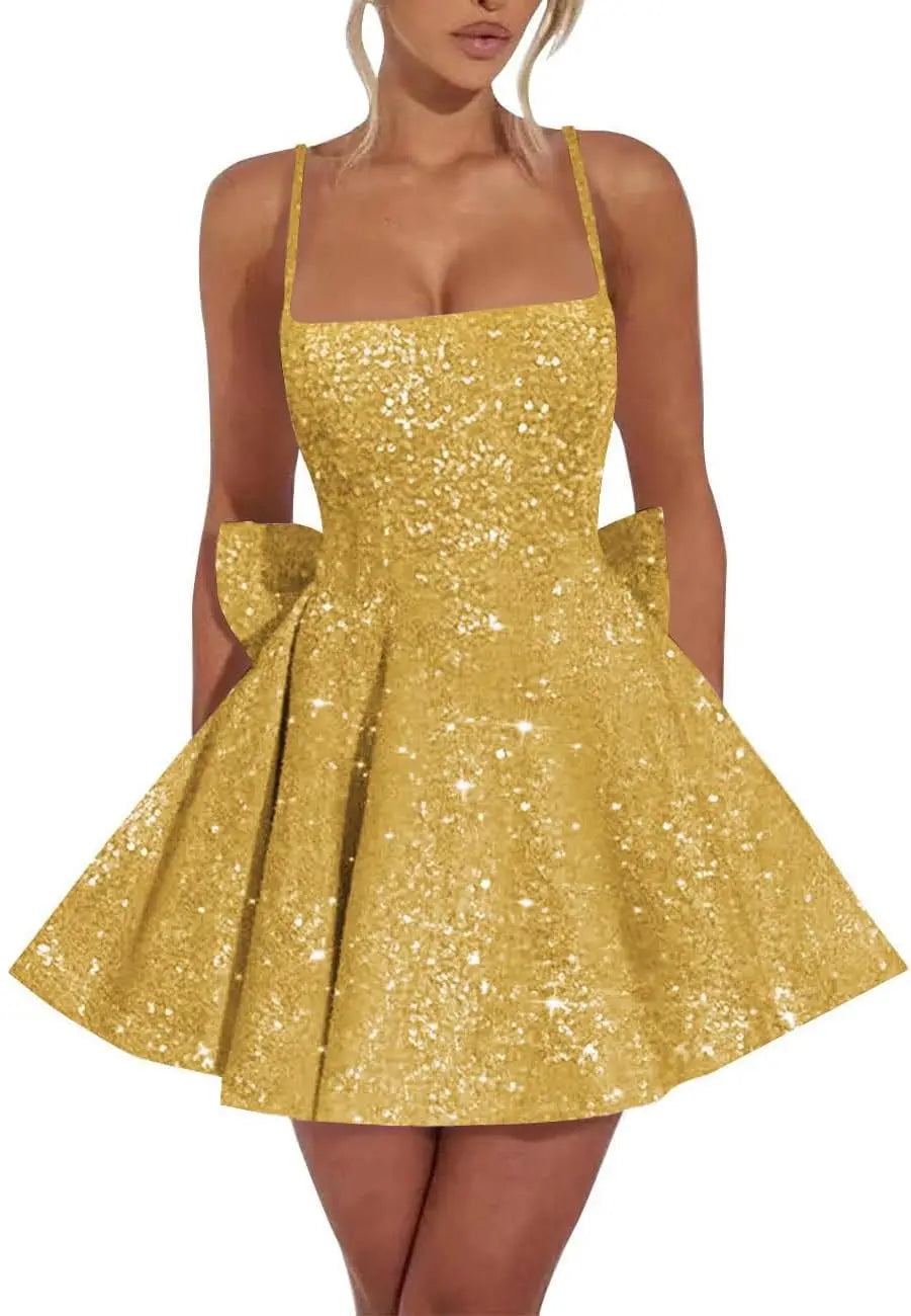 Spaghetti-Strap Sequin Graduation Mini Dress – Homecoming