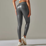 Scrunch-Back PU Leather Leggings