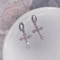 Rhinestone Cross Earrings — 2 Pack