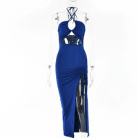 The Cut-Out Ruched Slit Midi Dress