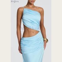 Pleated Lace-Up Formal Evening Gown – Sleeveless Mermaid Dress