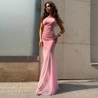 Ticketsx Off Shoulder See Through Dress Solid High Waist Patchwork Backless Slim Long Dress Women Vacation Party Evening Dresses