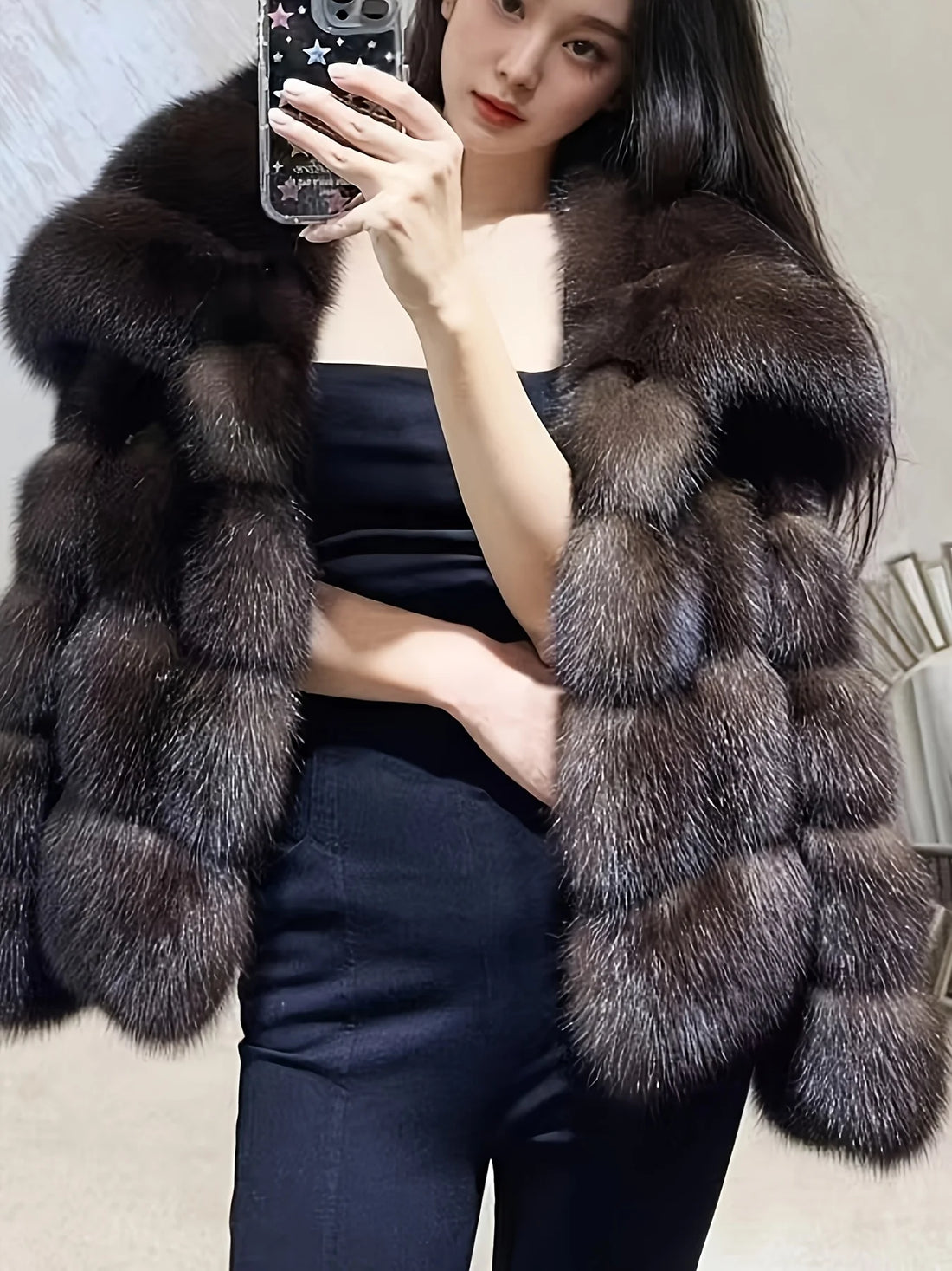 Chocolate Faux Fur Cropped Coat