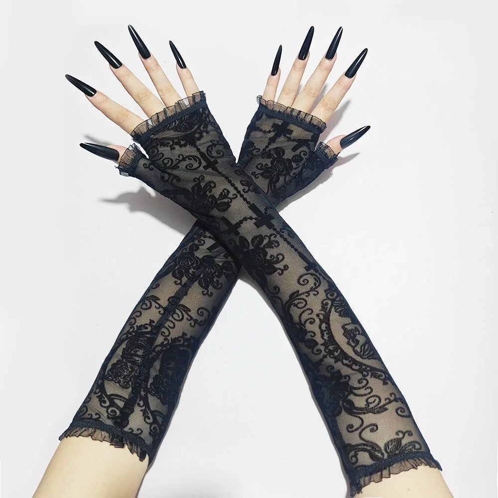 Skeleton Lace Halloween Gloves