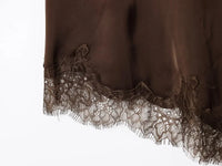 Satin Lace Backless Mini Dress
