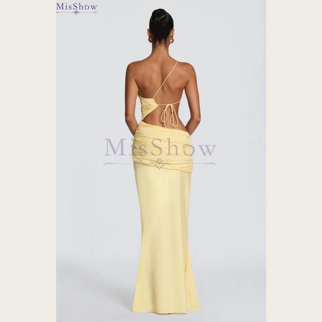 Pleated Lace-Up Formal Evening Gown – Sleeveless Mermaid Dress