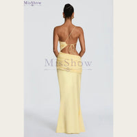 Pleated Lace-Up Formal Evening Gown – Sleeveless Mermaid Dress