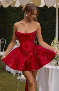 Strapless Sequin Homecoming Mini Dress – Sparkly Prom Dress