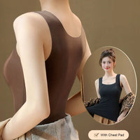 Gilet thermique sans couture avec soutien-gorge intégré – Débardeur grande taille à col carré