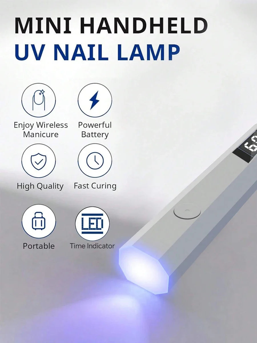 Handheld UV Light for Gel Nails Portable UV Nail Lamp Rechargeable LED Nail Lamp for Nails Art Desk Stand