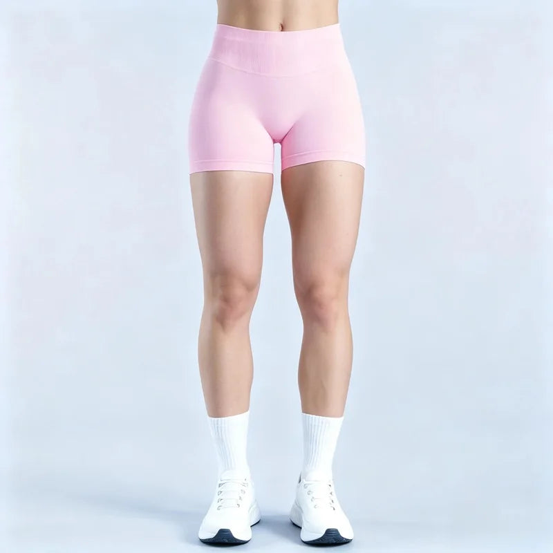 HISTELLO Gym Shorts 4.5" Women Fitness Sports Biker Shorts Low Waist Running Pants Workout Scrunch Butt Yoga Seamless Leggings
