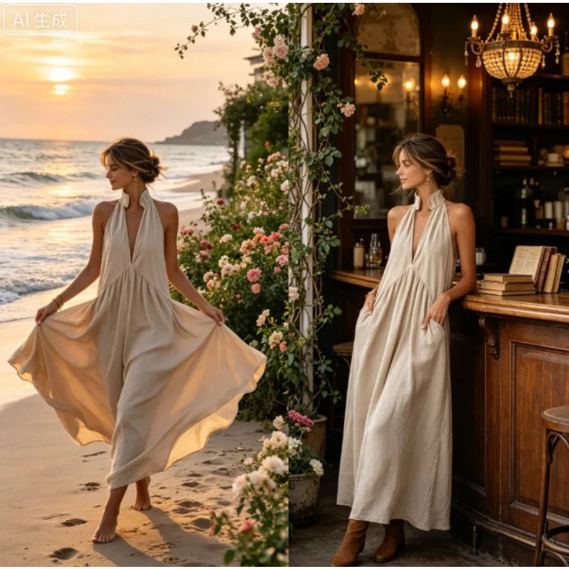 BreezeFlow Loose-Fit Maxi Dress with Pockets