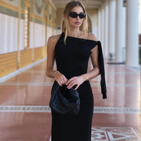 Women's Sleeveless O-Neck Patchwork Bodycon Maxi Dress Summer Fashion Sexy Prom Party Club Y2K Ankle-Length Polyester Elastic