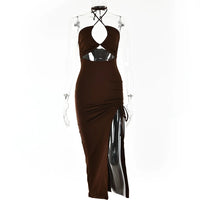 The Cut-Out Ruched Slit Midi Dress