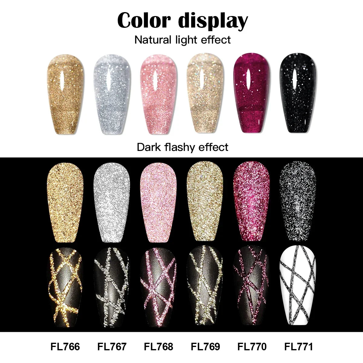 Reflective Glitter Liner Gel Polish – 5ml UV/LED Nail Art Gel