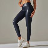 Scrunch-Back PU Leather Leggings