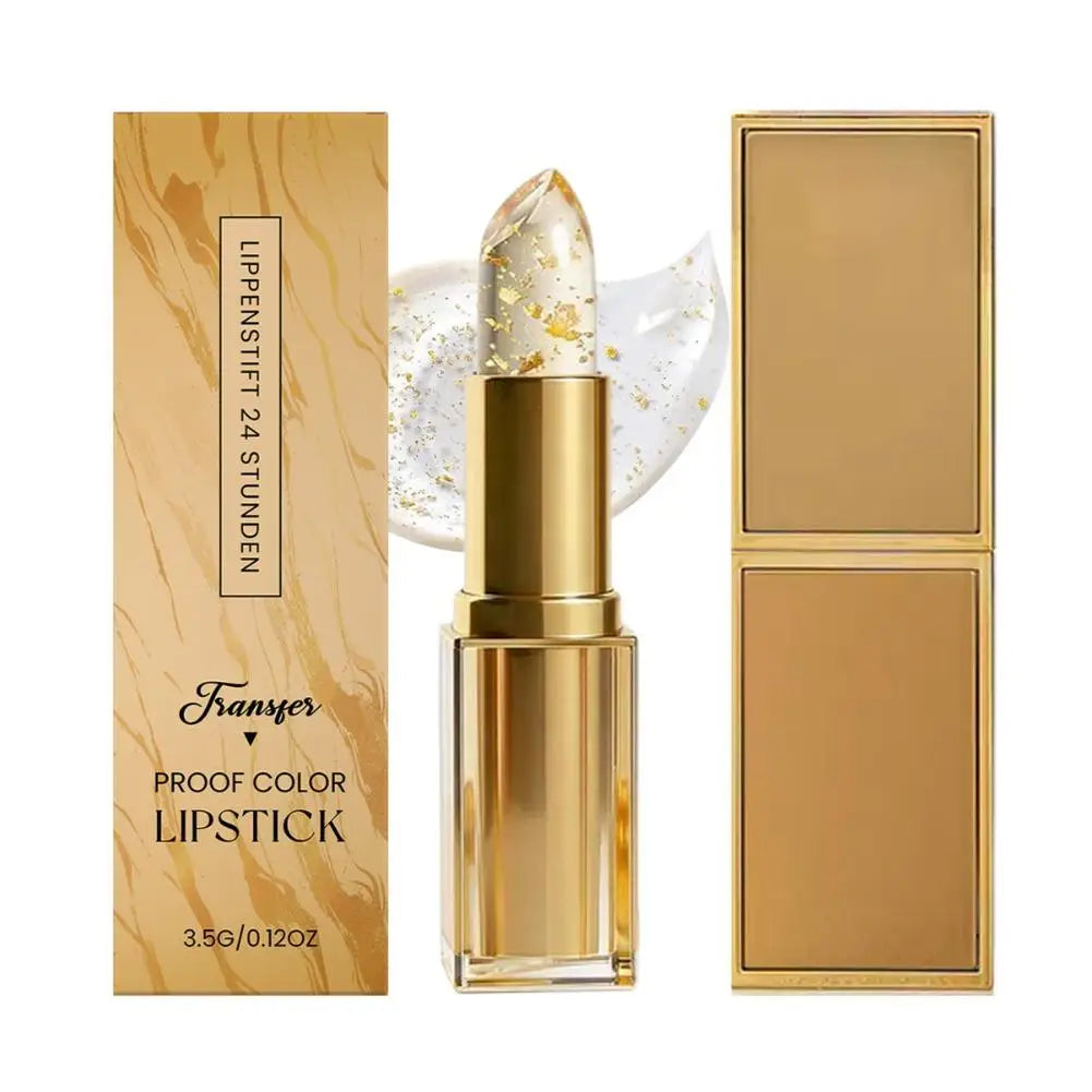 LumiTint Crystal Lip Balm Marble Gold case with crystal-clear gold-flecked balm