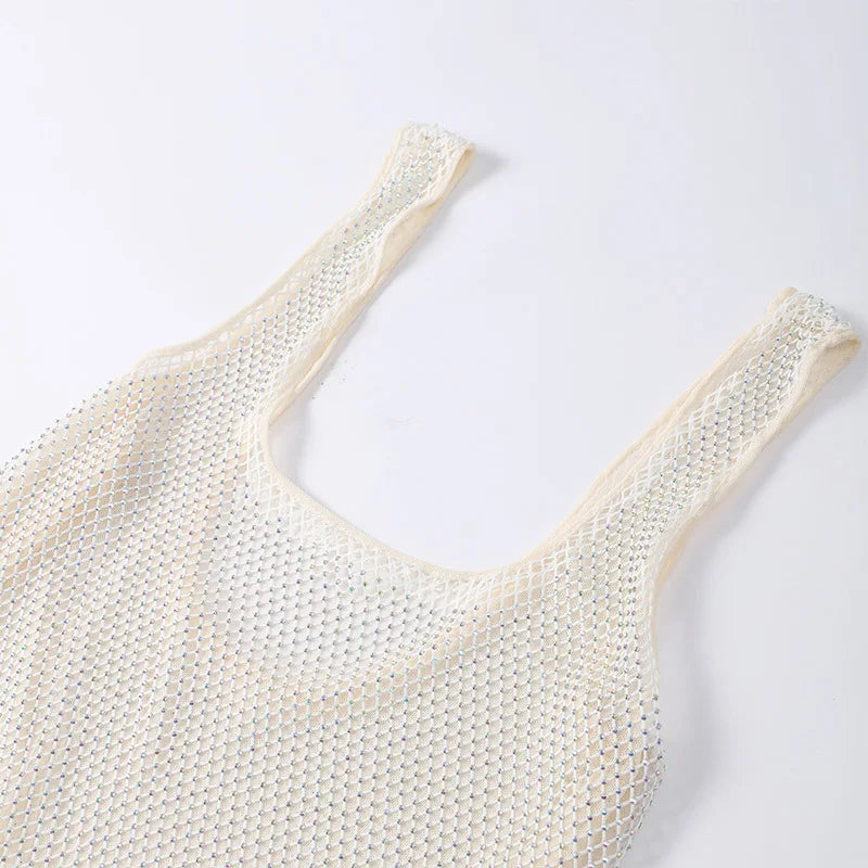 Square-Neck Mesh Sequin Mini Dress – Glitter Cocktail Dress
