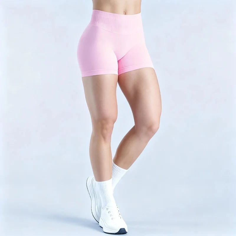 HISTELLO Gym Shorts 4.5" Women Fitness Sports Biker Shorts Low Waist Running Pants Workout Scrunch Butt Yoga Seamless Leggings