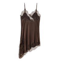 Satin Lace Backless Mini Dress