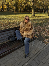 Striped Faux Fur Oversized Coat