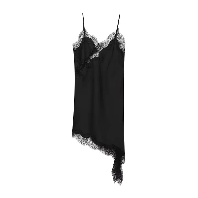 Satin Lace Backless Mini Dress