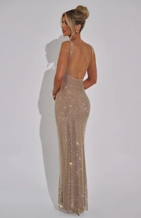 Square-Neck Mesh Sequin Mini Dress – Glitter Cocktail Dress