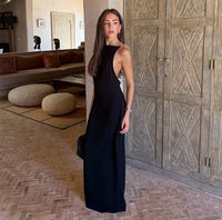 Gold Chain Black Maxi Dress – Sleeveless Slim-Fit Evening Gown