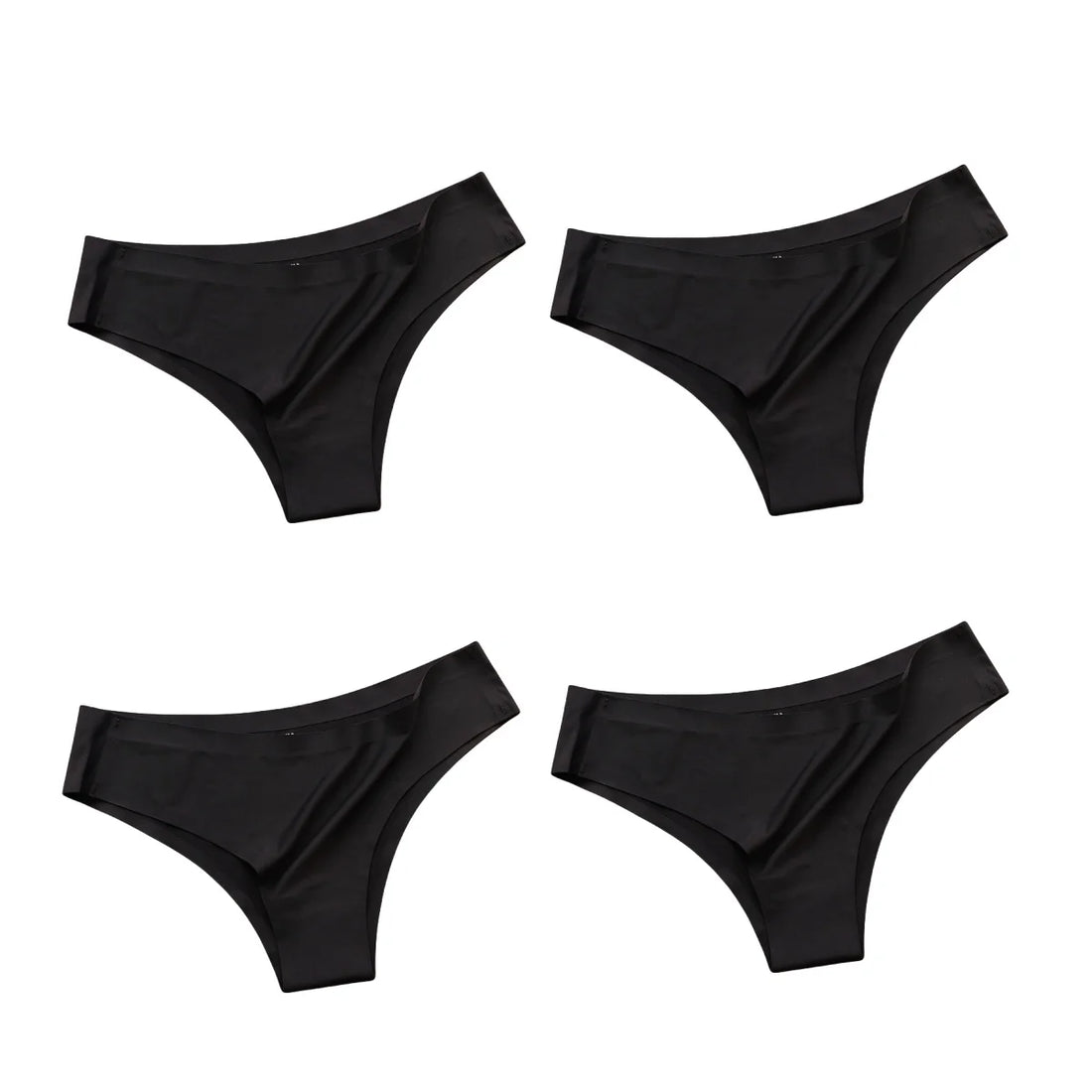 4PCS/Set Seamless Brazilian Panties Women's Sexy Lingerie Cool Ice Silk Low Waist Briefs Soft Solid Ultra-thin Bikini Underwear