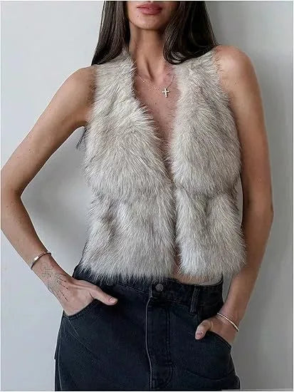Faux Fur Halter Vest