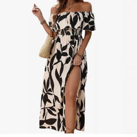 BreezyBelle Off-Shoulder Floral Maxi Dress