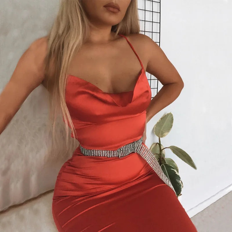 Luna Satin Midi Dress